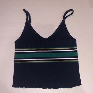 Pacsun Navy blue and green striped basic tank top